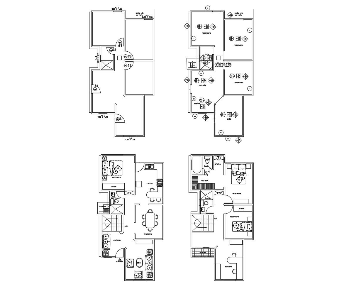 Architectural plan of house plan with detail dimension in dwg file