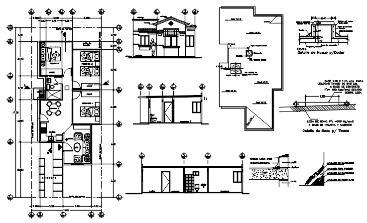 Architectural plan of house plan with elevation in dwg file