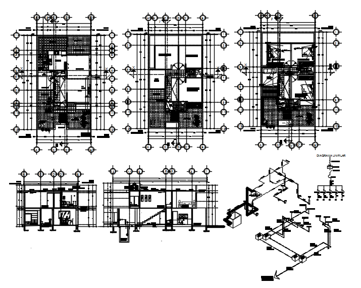Architectural plan of house with detail dimension in dwg file