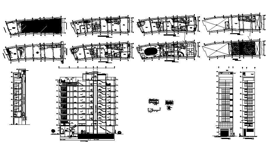 Hotel Building Elevation In AutoCAD File
