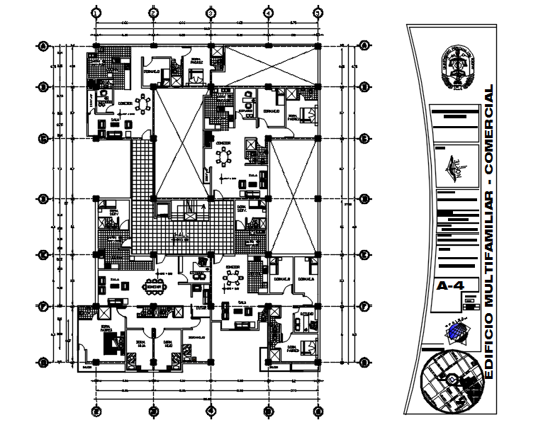 Architectural plan of the apartment with detail dimension in dwg file