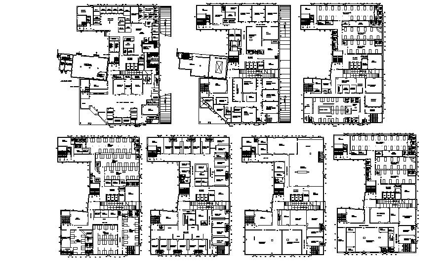 Architectural plan of the hospital with detail dimension in AutoCAD