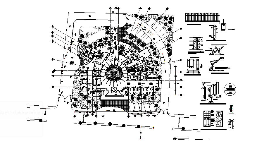 Architectural plan of the hospital with detail dimension in dwg file