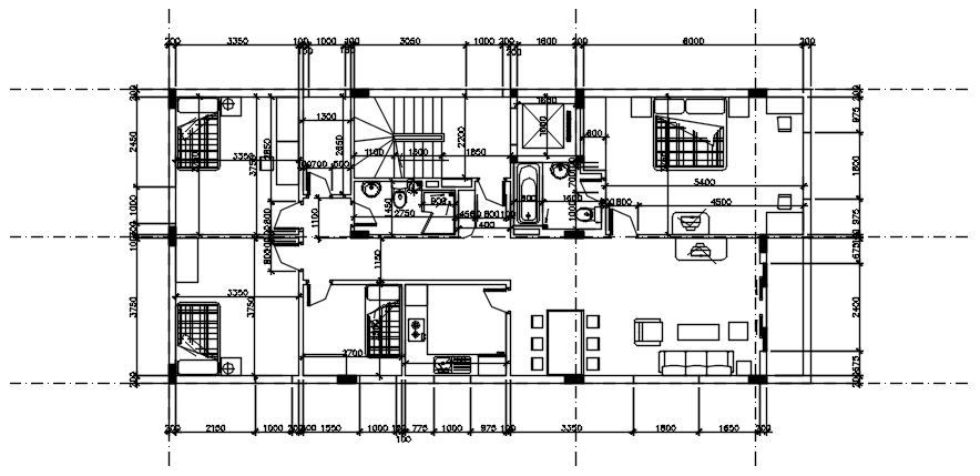 Architectural plan of the house with detail dimension in AutoCAD