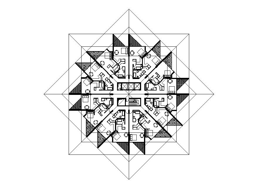Architectural plan of the house with detail dimension in dwg file