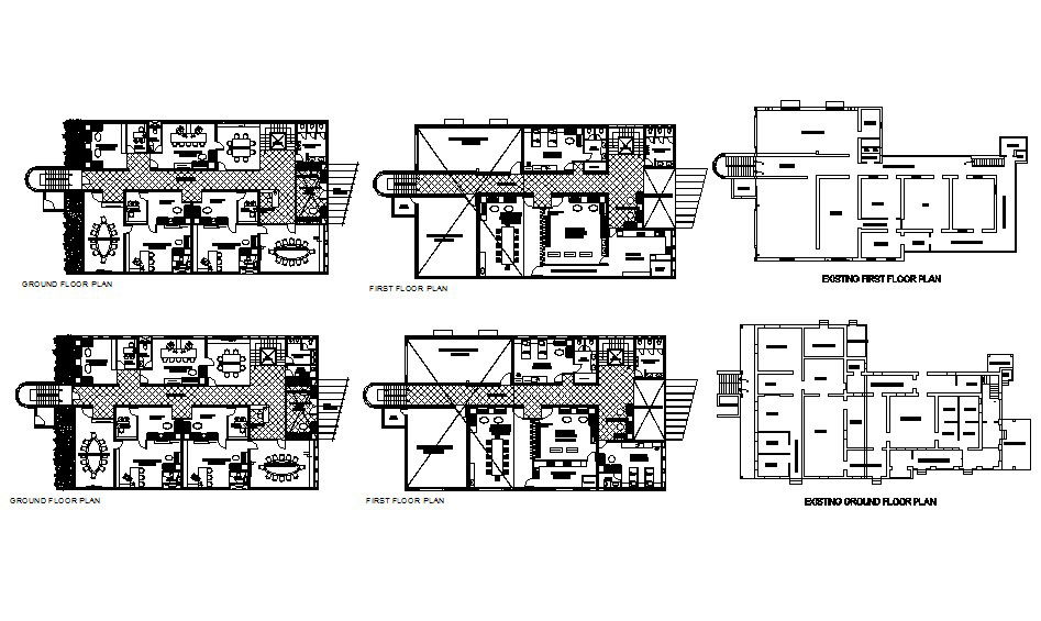 Architectural plan of the house with furniture details in AutoCAD