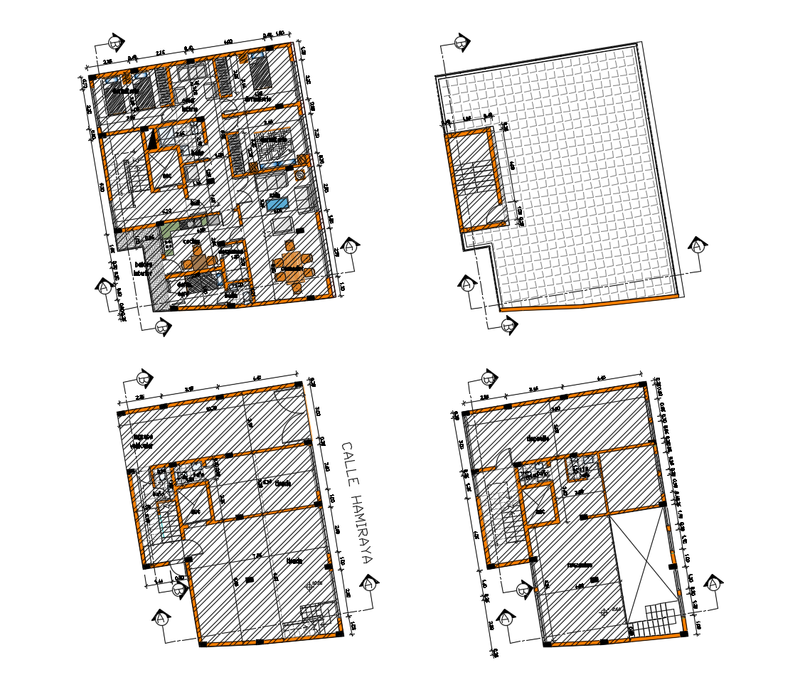 Architectural plan of the house with furniture details in dwg file