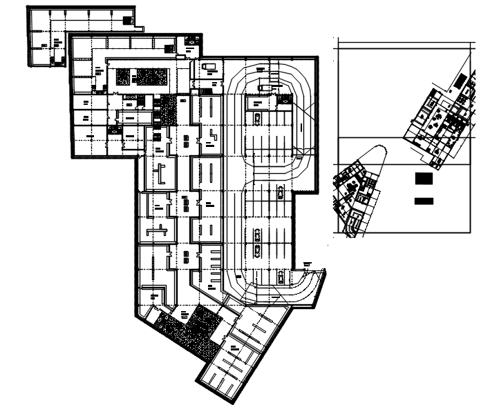 Architectural plan of the office building in AutoCAD