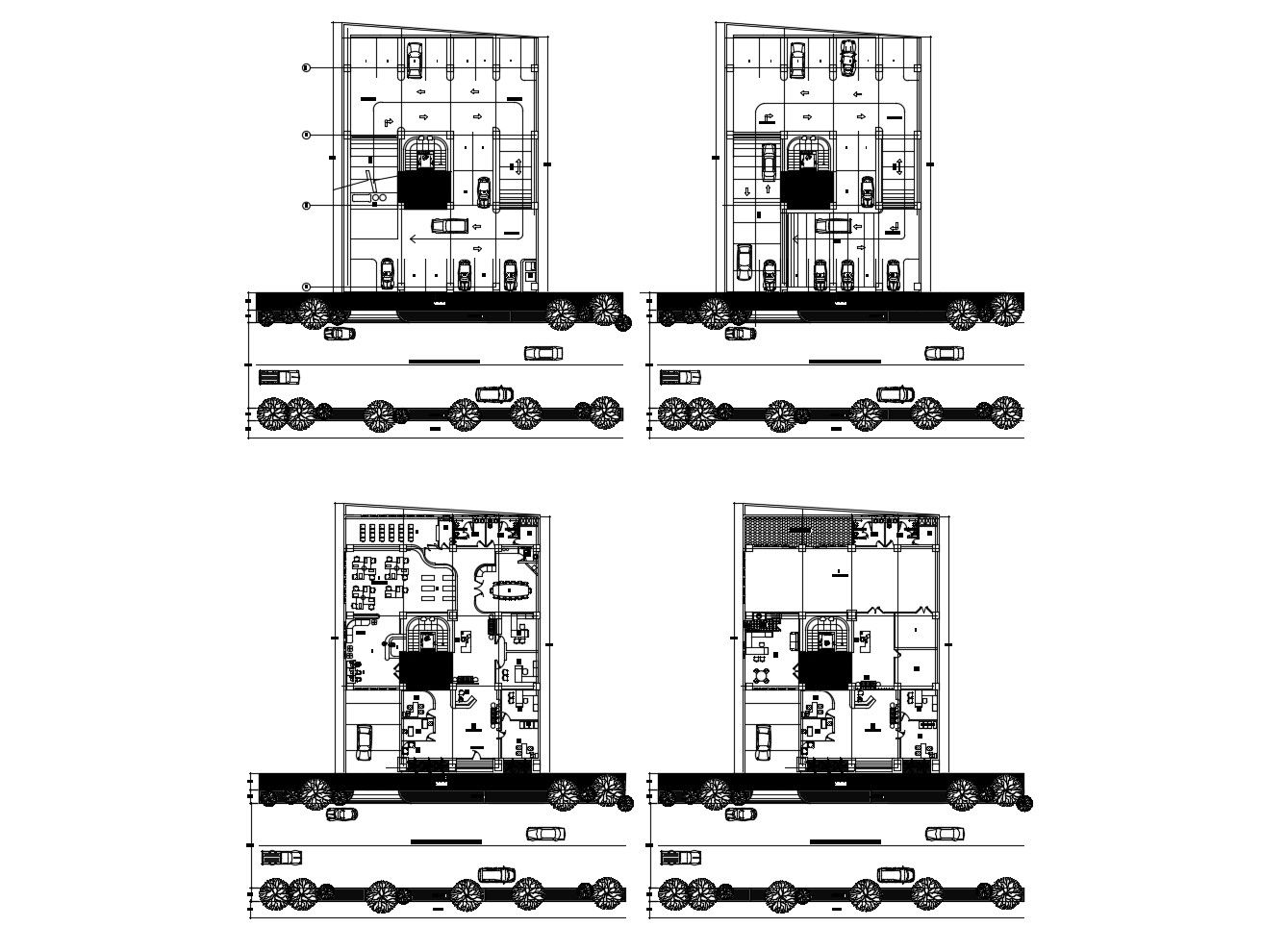 Architectural plan of the office building with detail dimension in dwg file