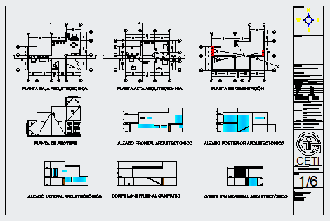 Architectural proposal for a three level building design drawing