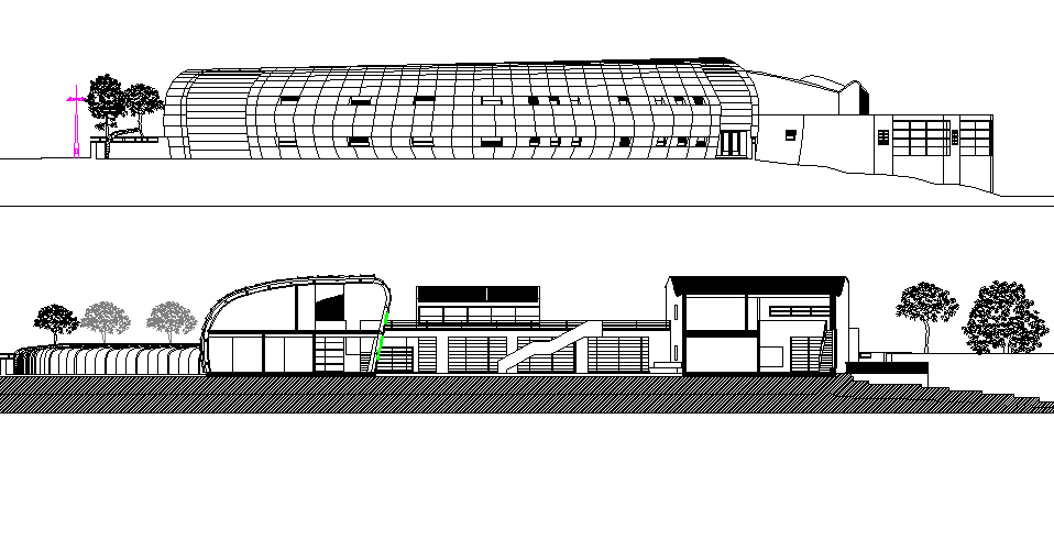 Architectural section-immigrants center detail dwg file