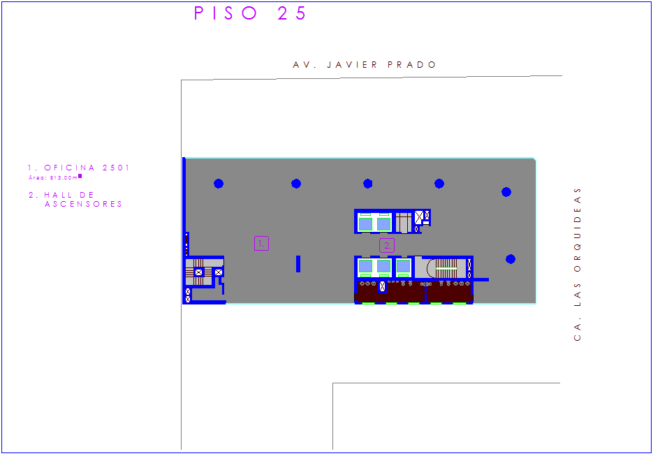 Architectural view of corporate building floor plan dwg file