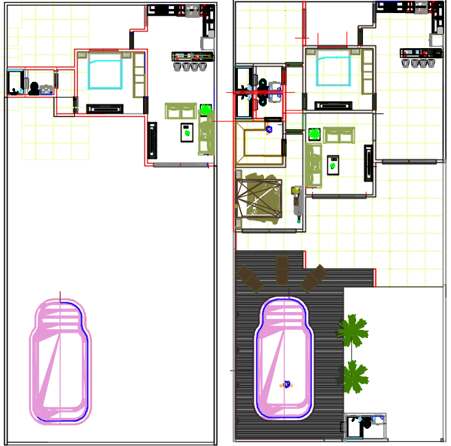 Architectural view of family plan with ground floor and car parking detail