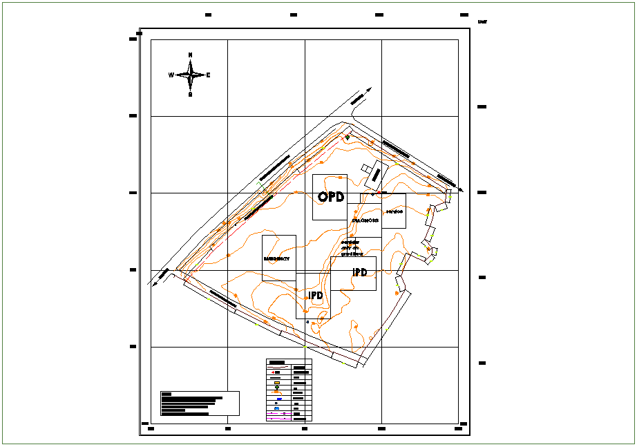 Architectural view of hospital area with its legend dwg file