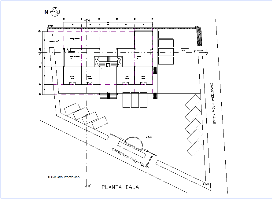 Architectural view of office low plan dwg file