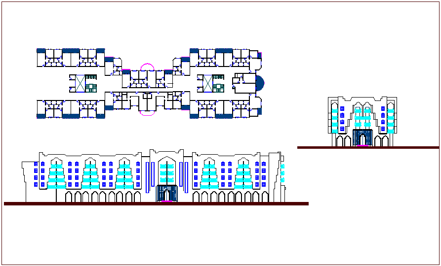 Architectural view of omen hotel dwg file