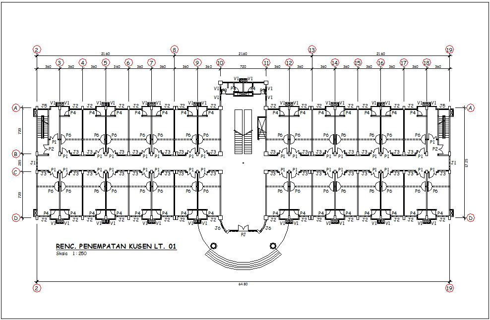 Architectural view of placement view of office area dwg file