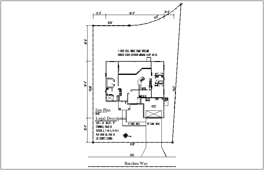 Architectural view of site plan dwg file