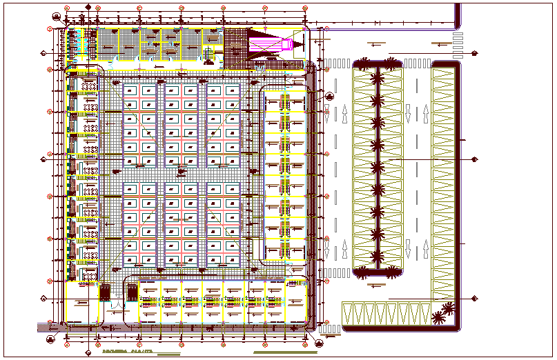 Architectural view of zonal market with first floor plan dwg file