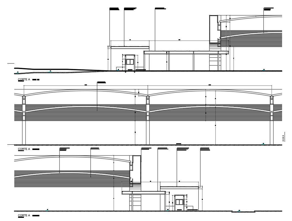 Architectural CAd Drawing of the Corte urban terminal section details is given. Download the AutoCAD 2D DWG file.
