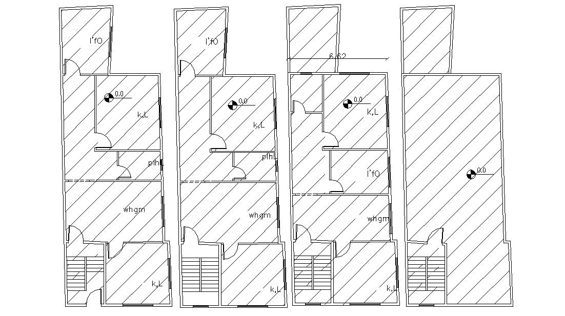 Architectural Design Four Plans Of Apartment Building DWG File