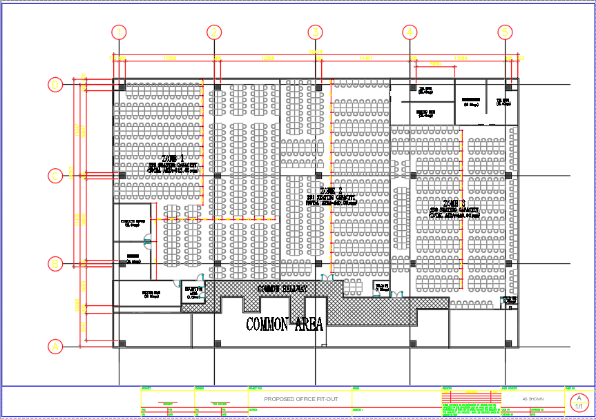 Architectural Design of Library Layout with Seating Area DWG File