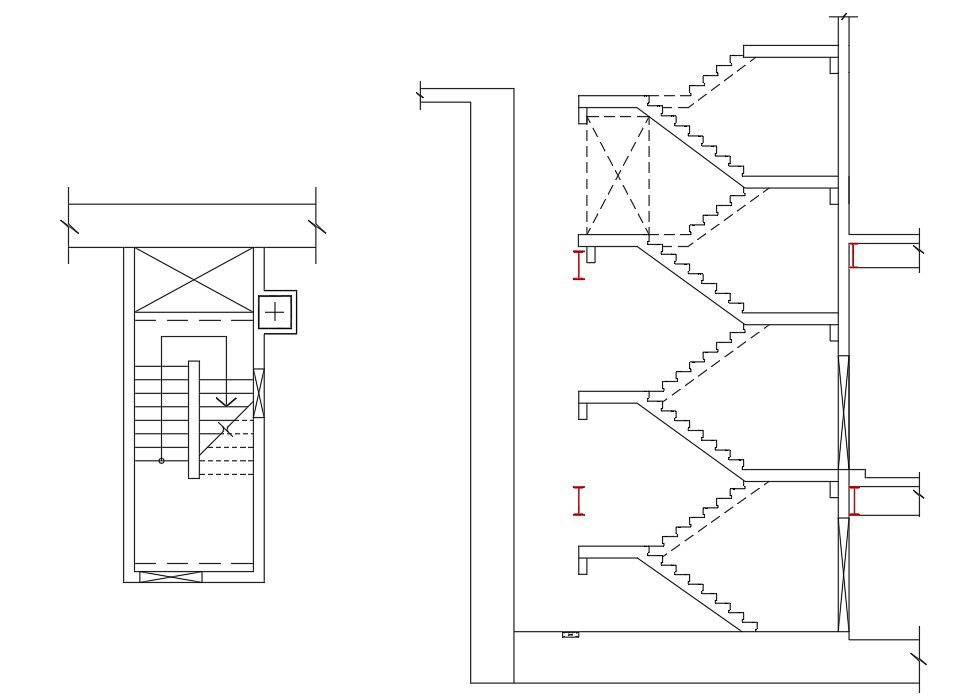 Architectural Detailed Drawing of Staircase section plan detail is given.Download the AutoCAD DWG file.
