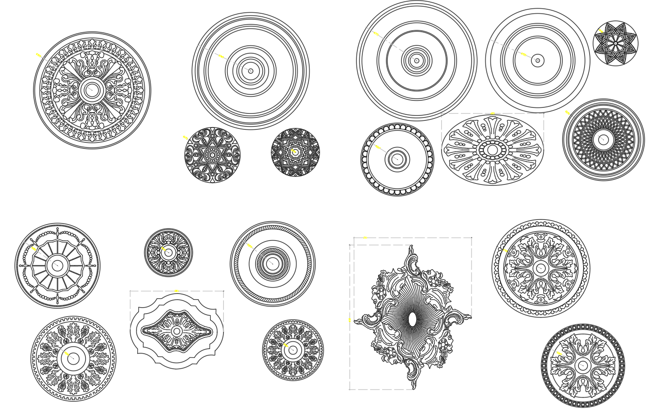 Architectural Rosettes Cad blocks Drawing in dwg file