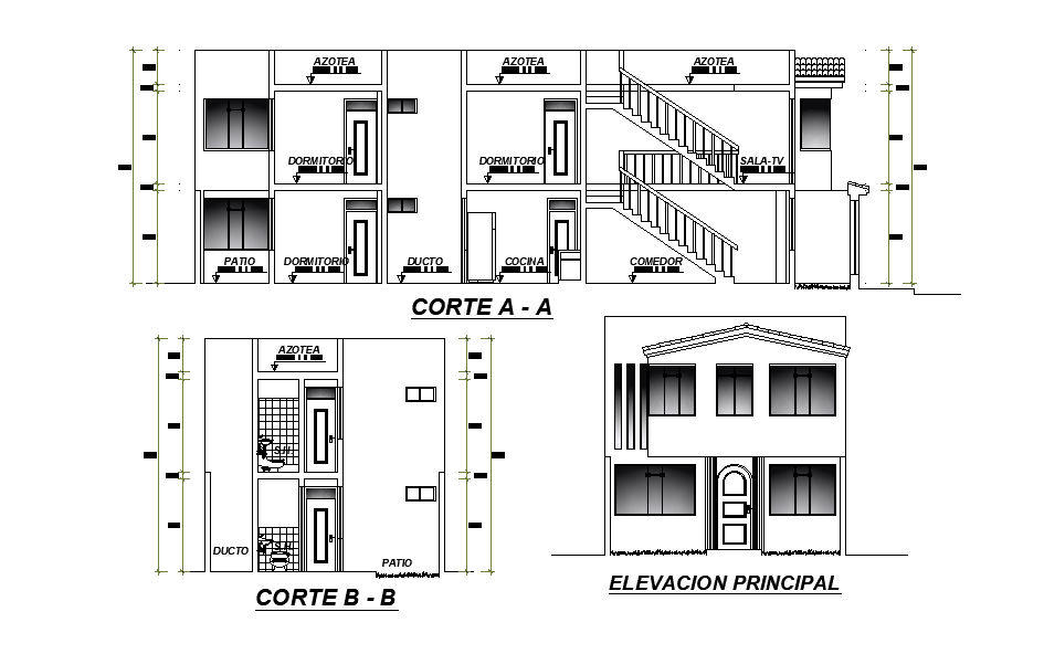 Architectural home section view is given in this Autocad drawing file.Download the Autocad file.