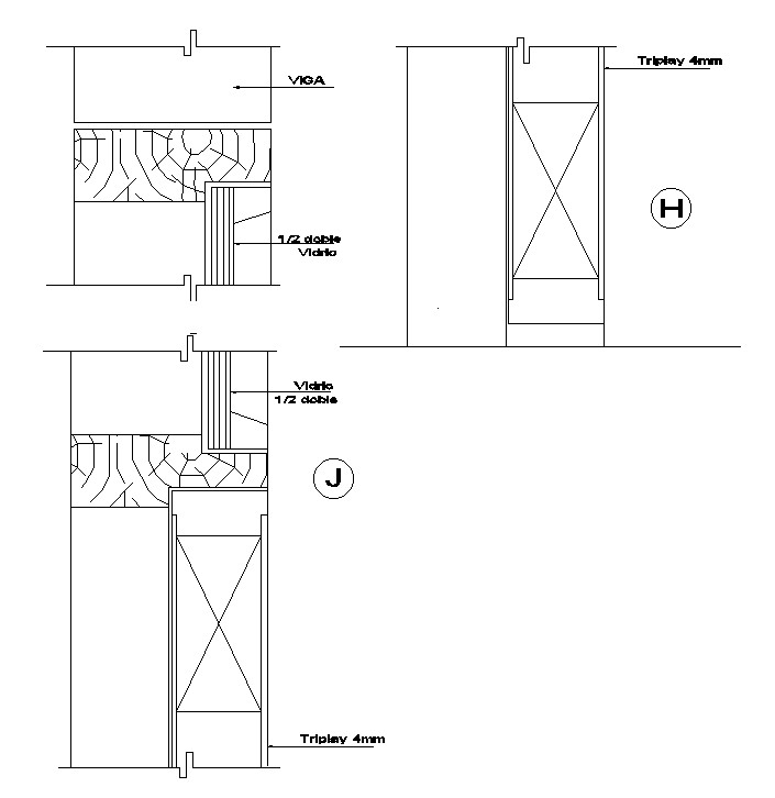 Architectural section details of plywood door cad drawing files.