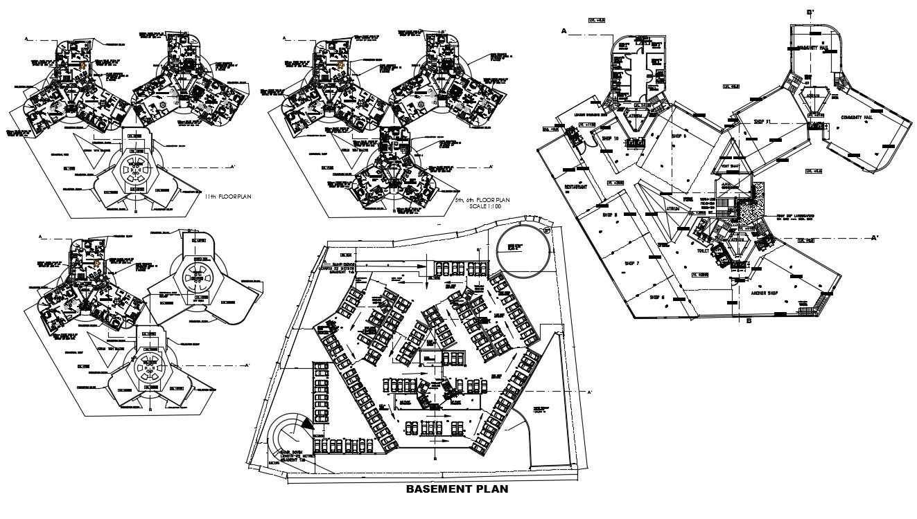 Architecture Apartment Building Plan