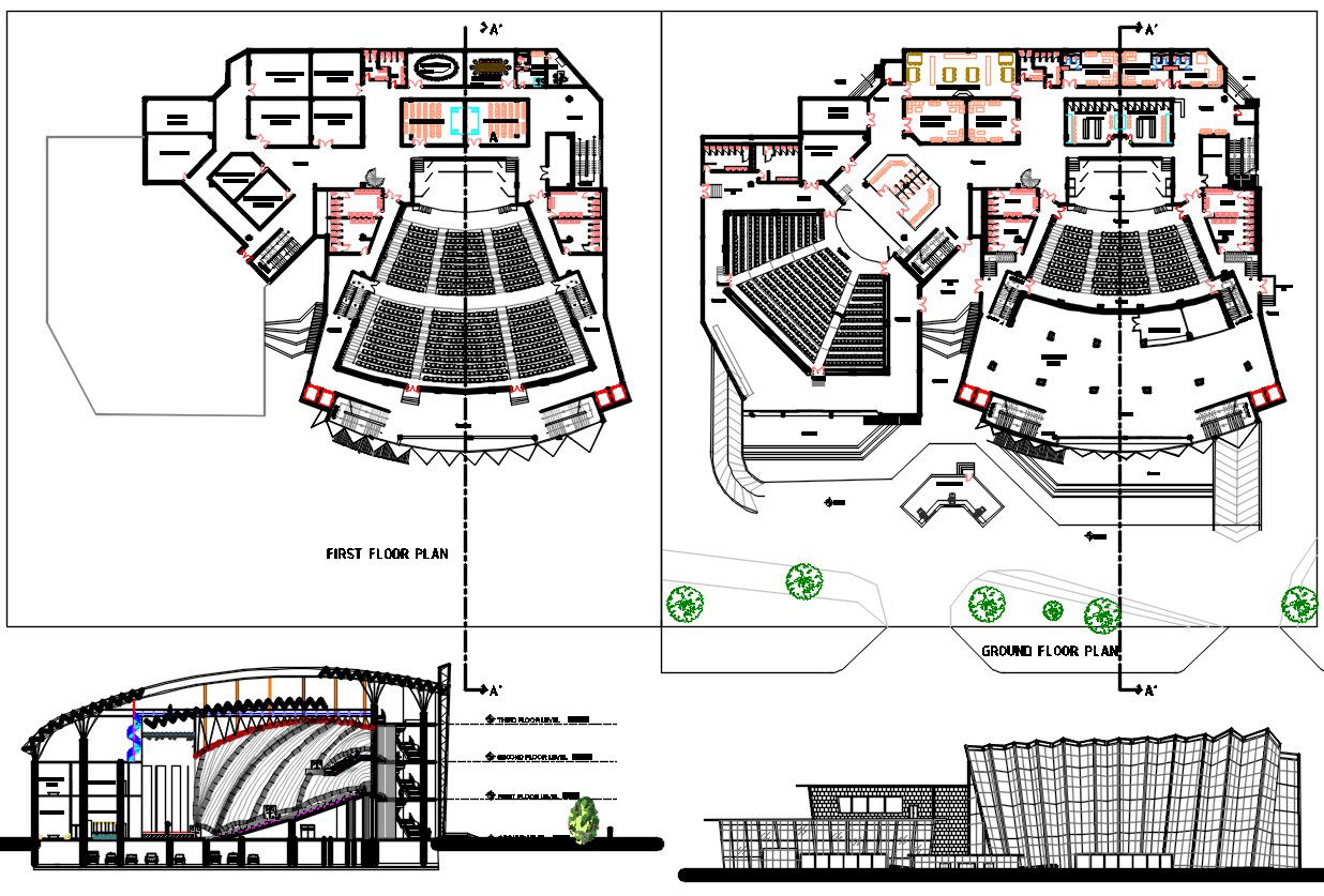 Architecture Auditorium Project AutoCAD File