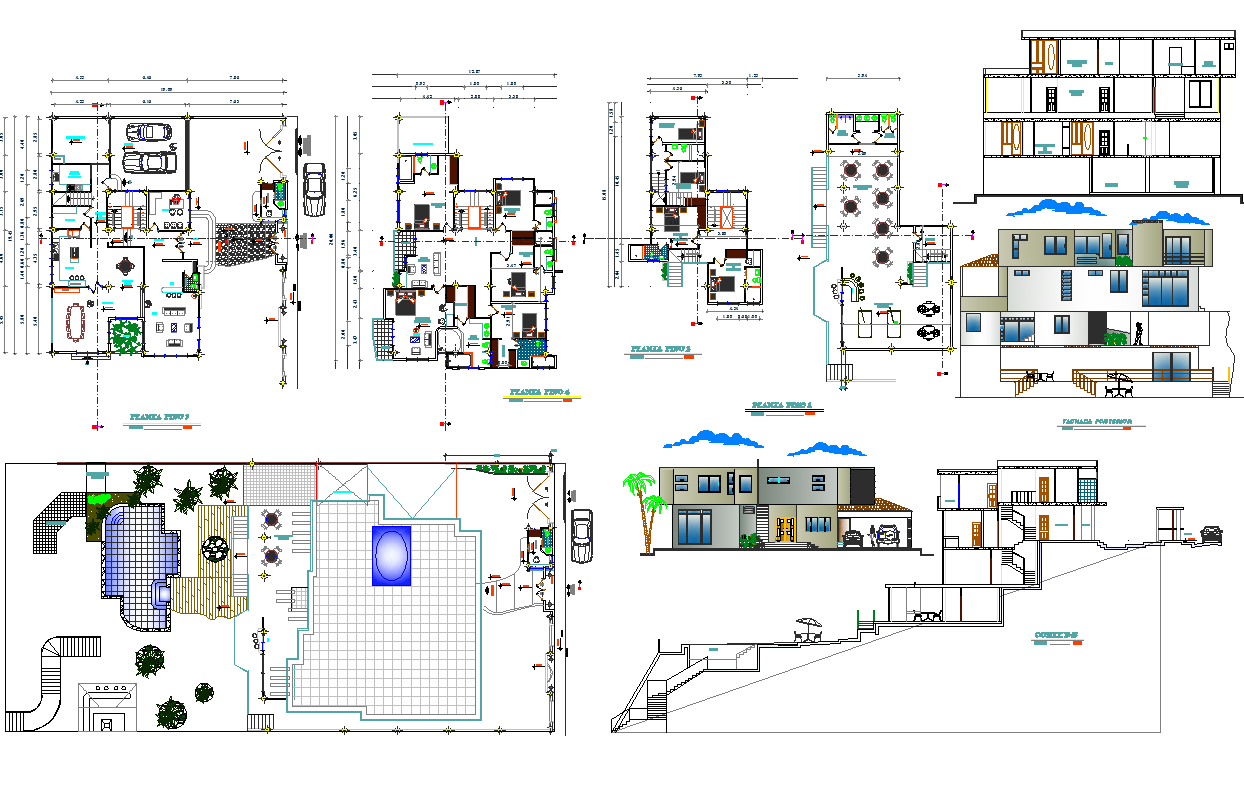 Architecture Beach House plan dwg file