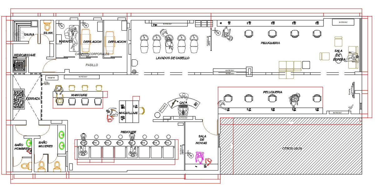 CAD Drawing File For Interior Design Of Salon Workstations CAD Drawing File For Interior Design Of Salon Workstations
