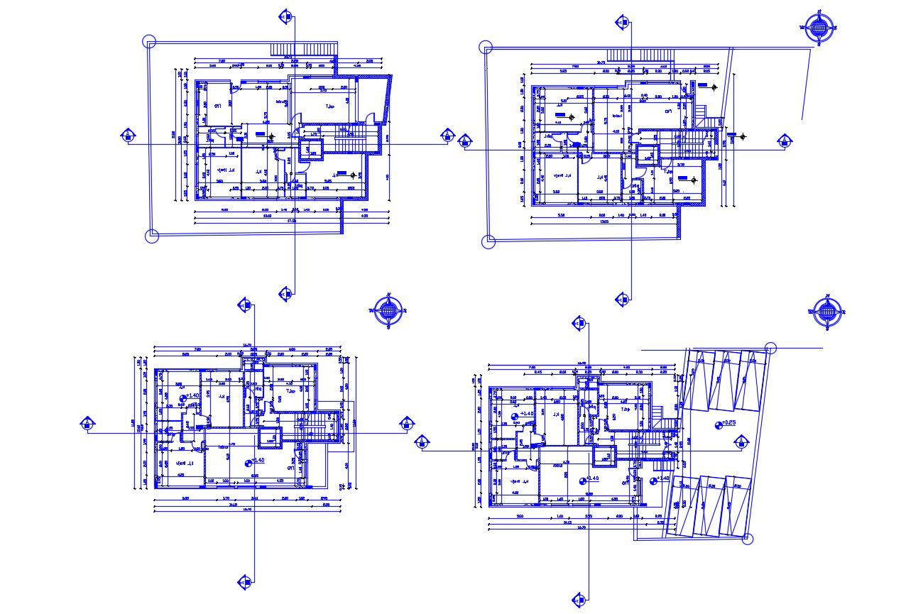 Architecture Building Floors Plan With Working Drawing Dimension AutoCAD File