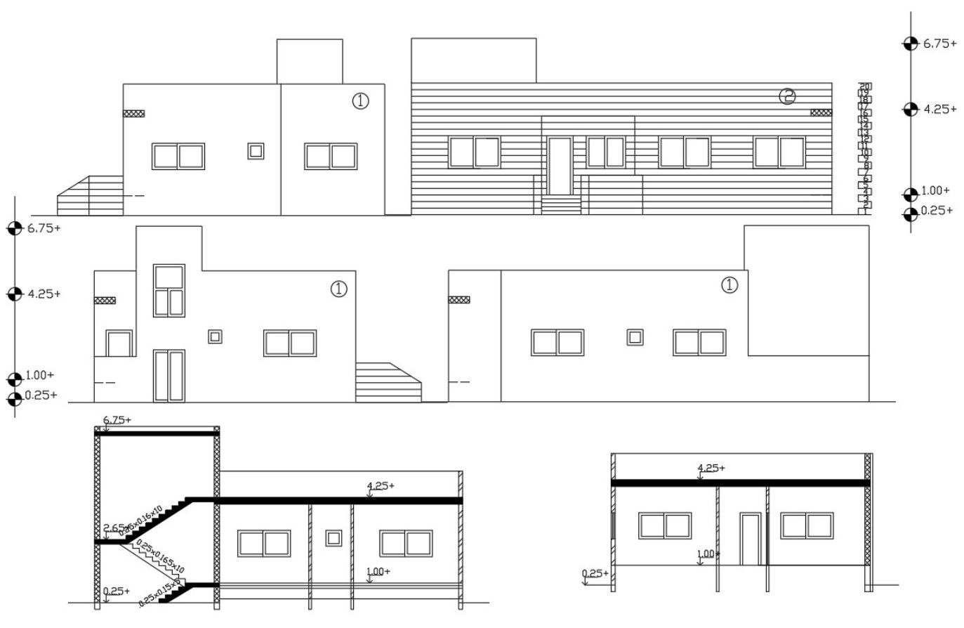Architecture Building Sectional Elevation AutoCAD Drawing