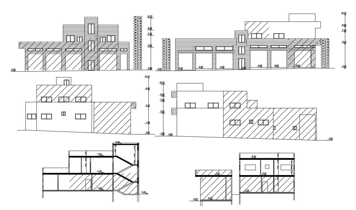 Architecture Building Sectional Elevation Design DWG
