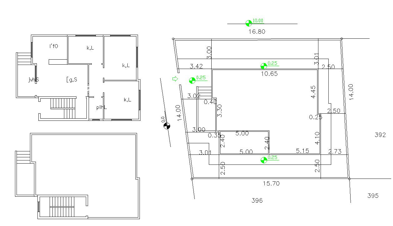 Architecture Bungalow Floors Plan And Site Design DWG File