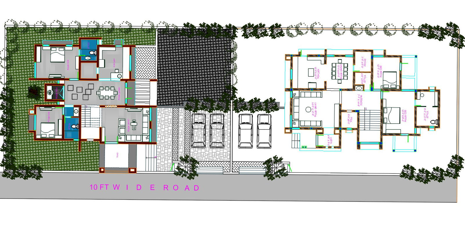 Architecture Bungalow Plan With 2 Different Option In AutoCAD File
