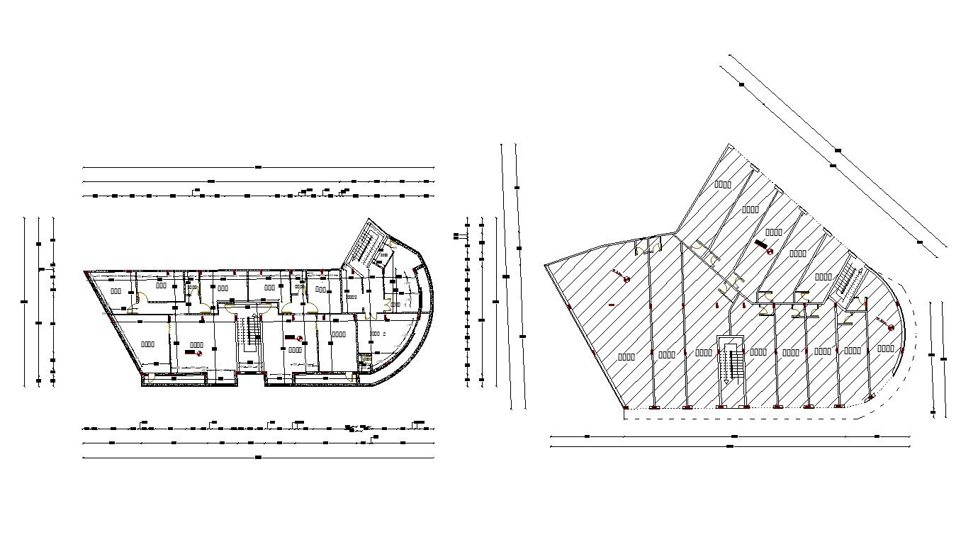 Architecture Commercial Building Floors Plan DWG File
