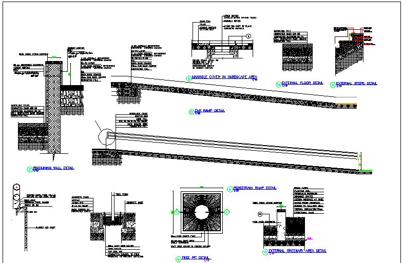 Architecture Design of Wall Construction & Stair Cases of Building dwg file