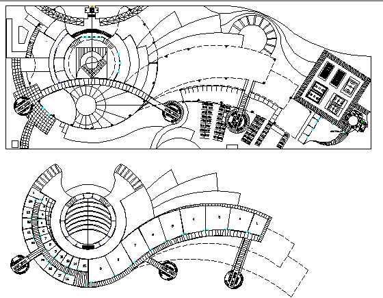 Architecture Design of College Section and Elevation dwg file