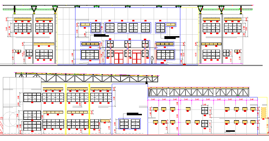 Architecture Design of Gym and Gym Weights Elevation dwg file