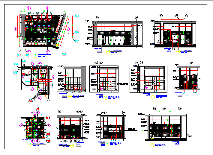 Architecture Design of Toilet of Building dwg file