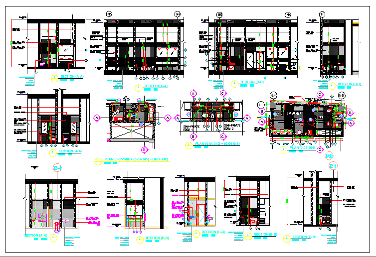 Architecture Design of Toilet of Building dwg file