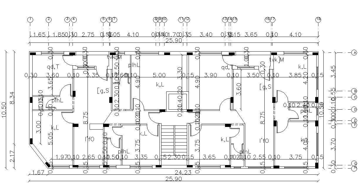 Architecture Drawing Apartment Floor Plans With Column layout