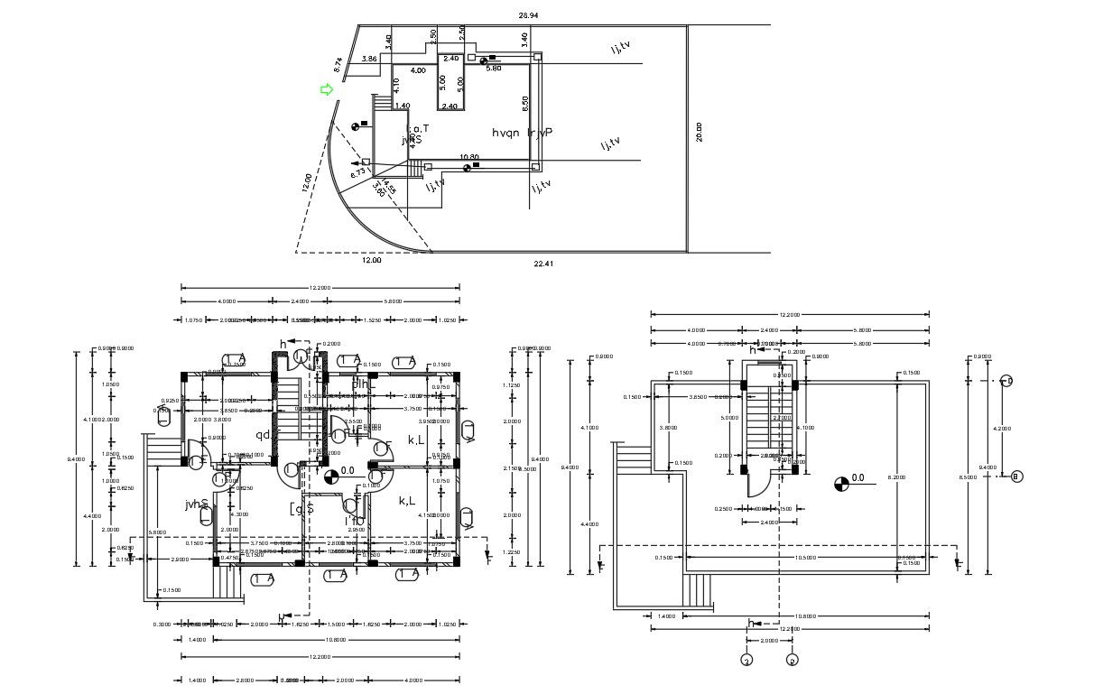 Architecture Drawing Bungalow Floor Plan AutoCAD File
