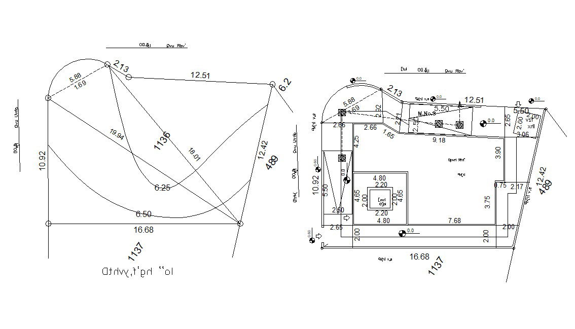 Architecture Drawing Plot And Building Demarcation DWG File