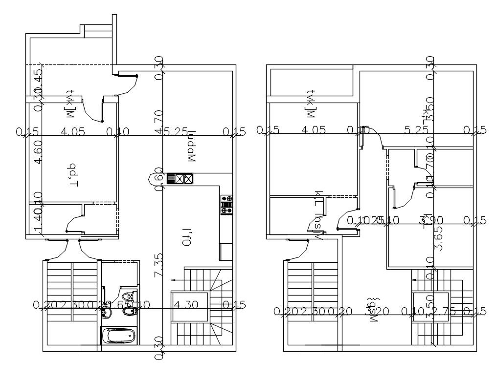 Architecture Ground Floor And First Floor Plan House DWG File