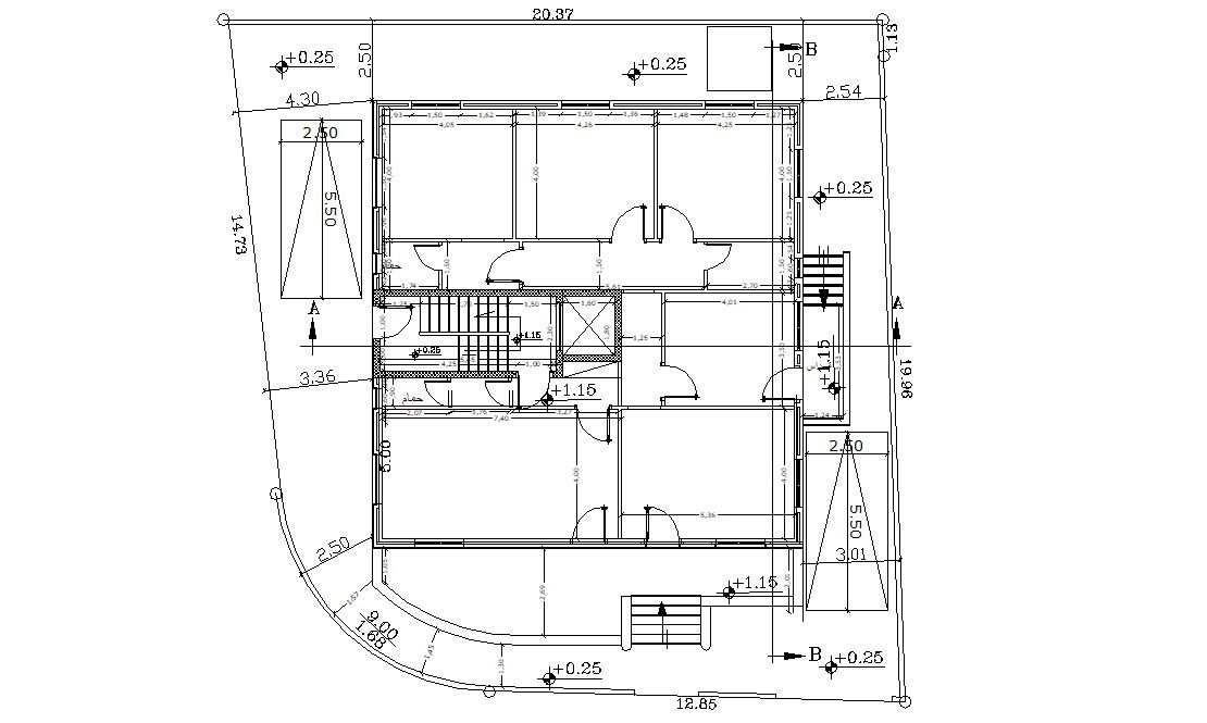 Architecture Ground Floor Pan Of House With Dimension